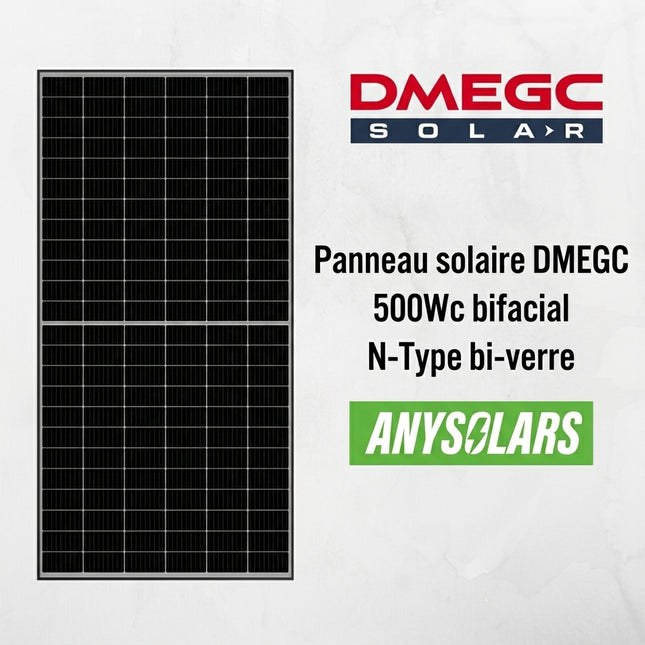 Panneau solaire DMEGC 500Wc bifacial N-Type bi-verre