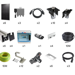 Kit solaire complet pour toiture inclinée en tuiles, puissance de 2610 Wc monofacial All Black, comprenant micro-onduleurs Deye, supports, coffret de protection et câbles. Idéal pour une installation rapide, performante et esthétique. - Anysolars 